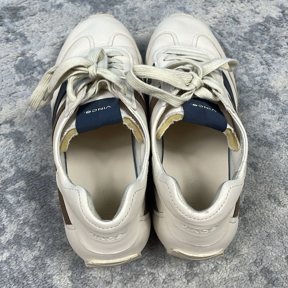 Vince Oasis Leather Runner Sneaker Cream Retro Style Lace Up Wave Sz 10 - Picture 8 of 14